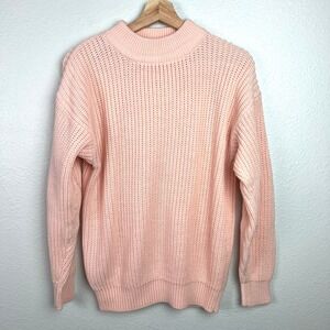 Helium Vintage Womens Sweater L Peach Mock Neck Knit Acrylic Long Sleeve‎